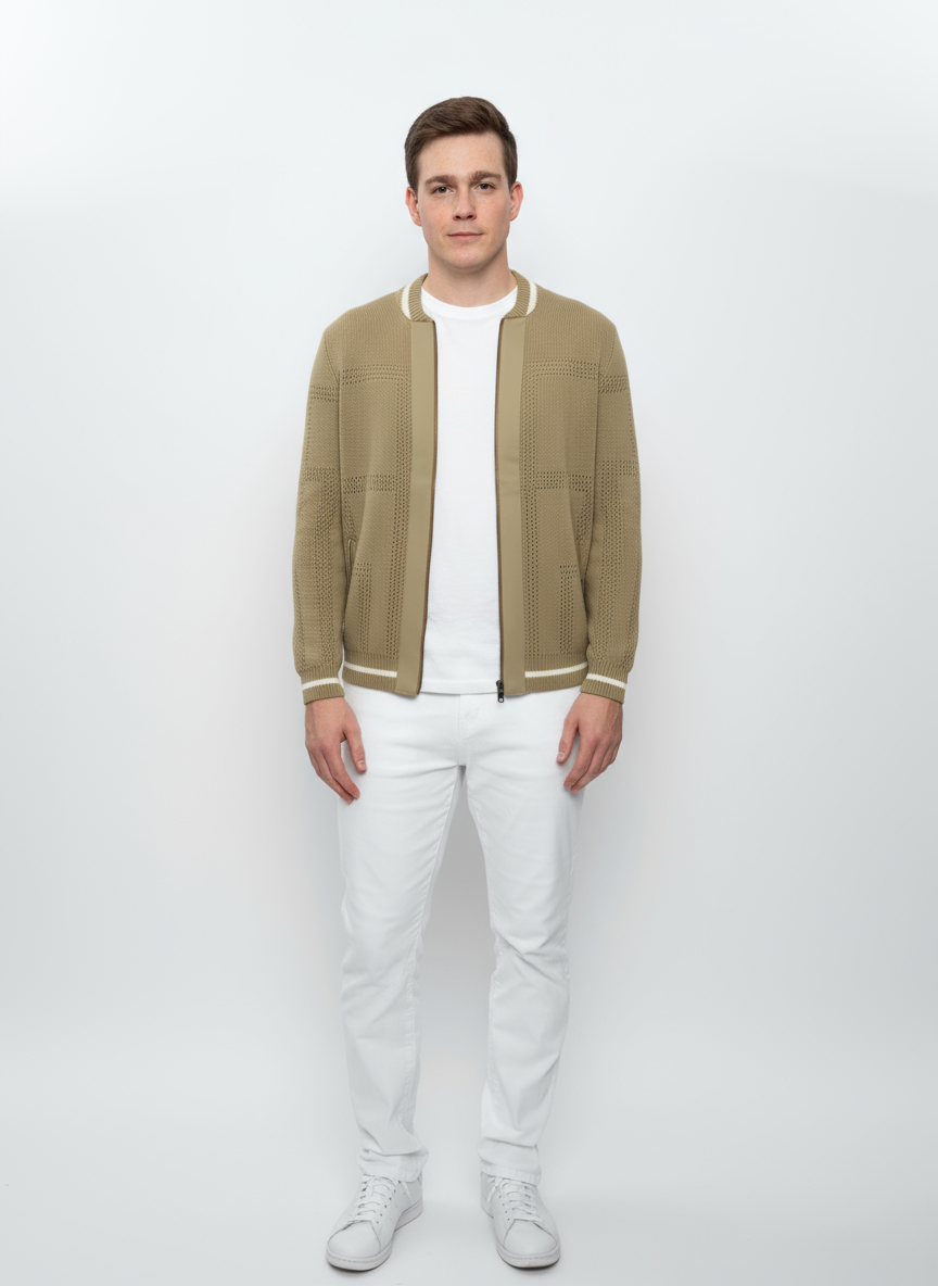 Zion Cardigan with cactus leather