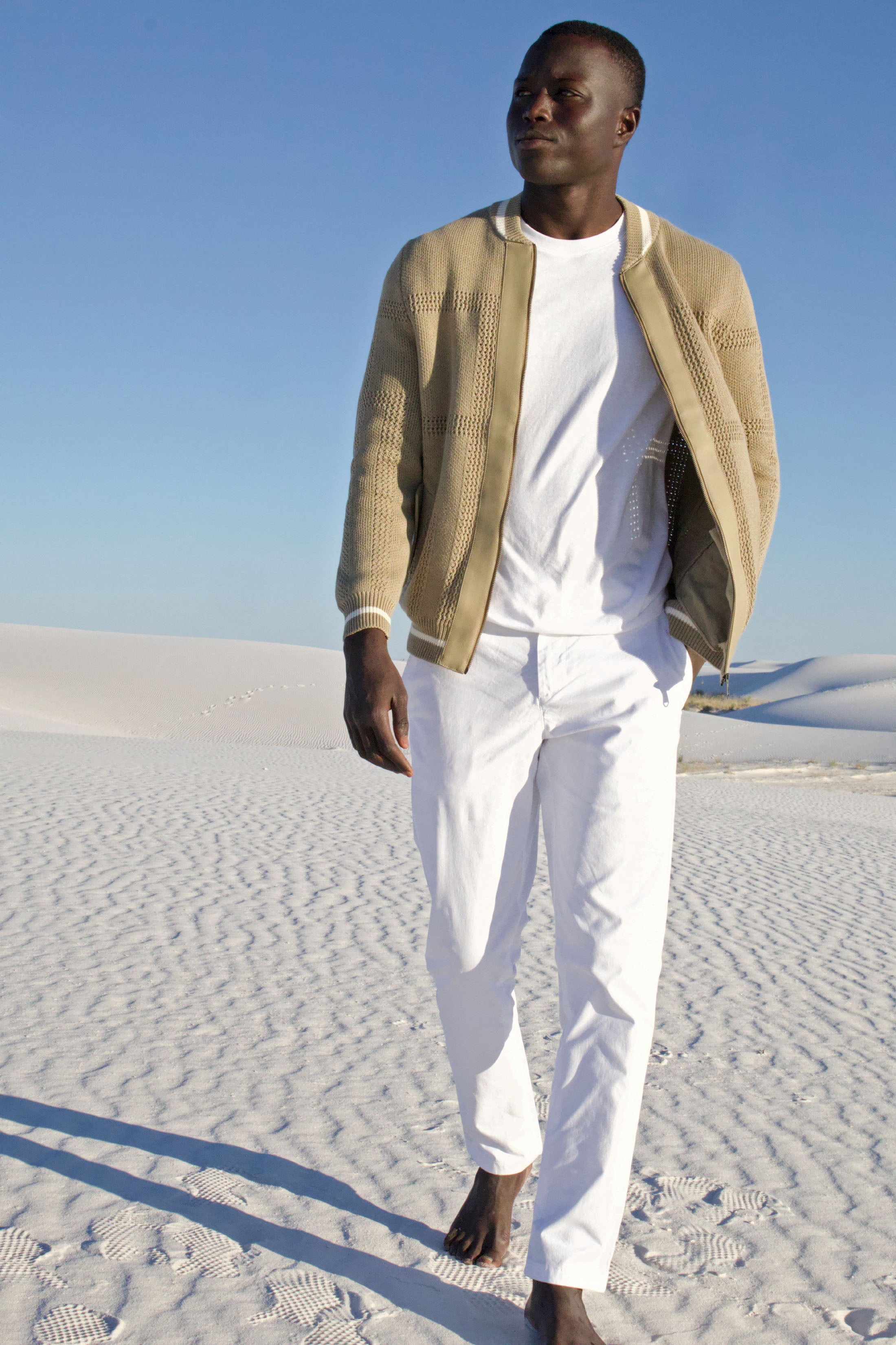 Zion Cardigan with cactus leather