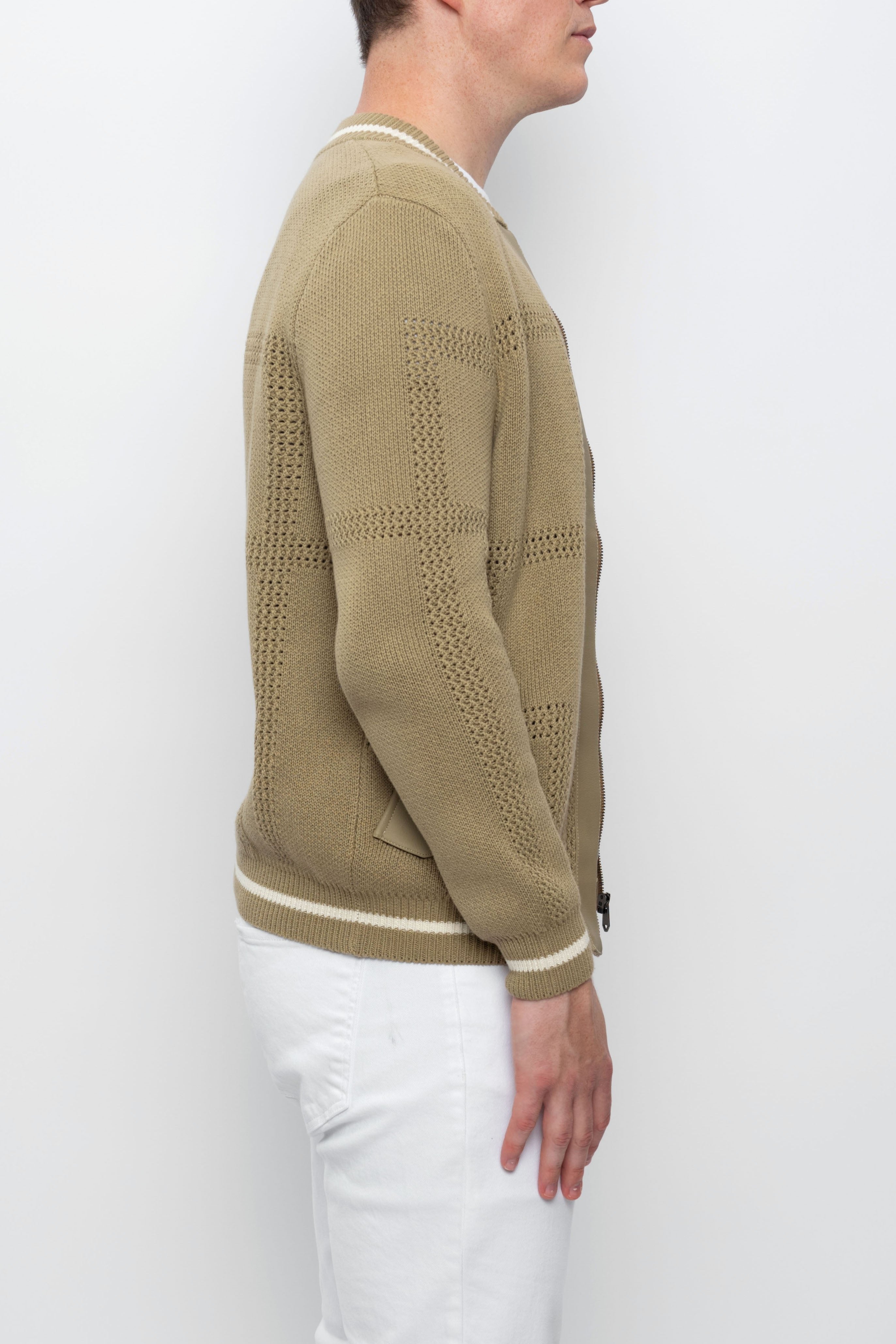 Zion Cardigan with cactus leather